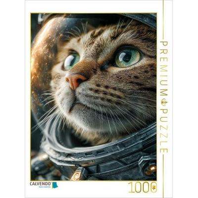 CALVENDO Puzzle Katze mit Raumanzug im Weltall als Astronaut | 1000 Teile Lege-Größe 64x48cm Foto-Puzzle für glückliche Stunden
