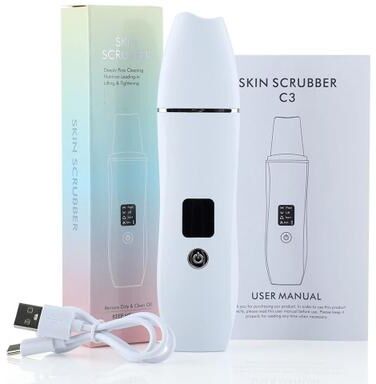 Useful Little Things 4 in 1 Ultrasonic Skin Scrubber And EMS Microcurrent Facial Cleansing Spatula white