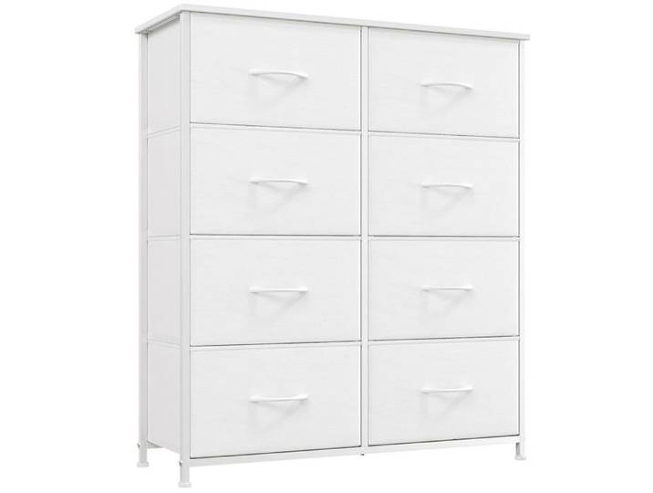 Commode à tiroirs en tissu blanc - 8 tiroirs 80 x 30 x 93 cm - Design moderne pour chambre et entrée