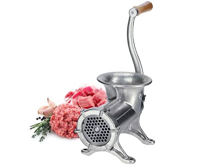 KADAX Fleischwolf aus Eisenguss, 6 Größen, manuelle Fleischmaschine, Vintage Fleischwolf, verzinkte Mahlmaschine, Mahlmaschine für Fleisch (Größe 22)