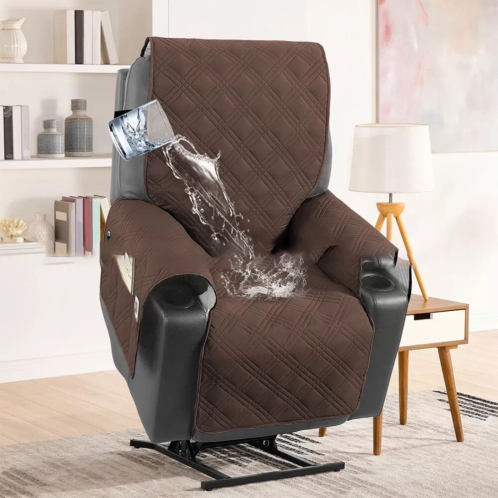INF Elektrische Relaxsessel Auflage mit Taschen - Wasserabweisend und Fleckenabweisend Braun
