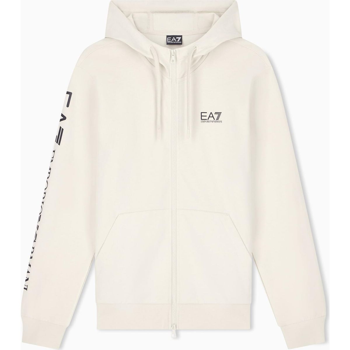 EA7 Train Logo Series M Hoodie Full Zip Extended Logo CC - Train Logo Series M Hoodie Full Zip Extended Logo CC almond milk/logo black (U1079) 4XL 7M000568 AF13512-U1079-4XL