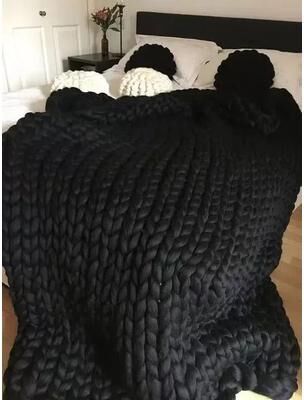 Uplift Picks Chunky Knit Weighted Blanket Soft Breathable Queen Size Throw 2 50x50 Cm