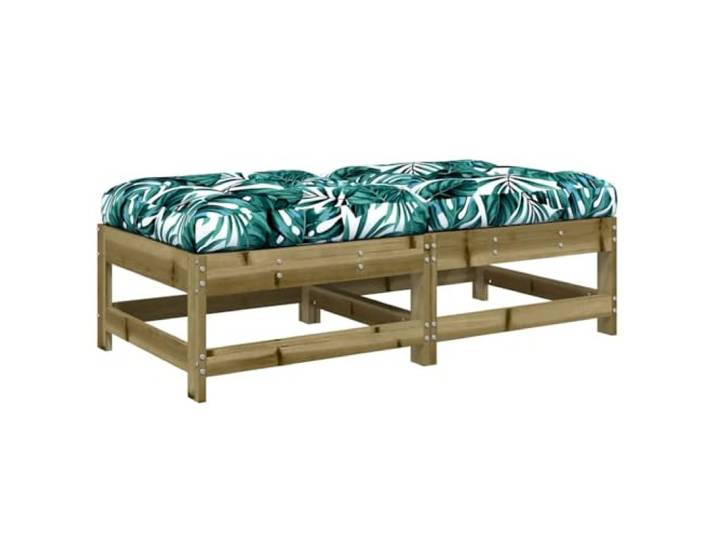 Coespram Gartenhocker 2er Set aus Massivholz, Outdoor Holzstuhl mit Kissen Komfortables Lounge-Element fuer Terrasse und Balkon mit dicker Polsterung sowie flexibel kombinierbarer Modulbauweise.
