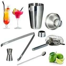 Relaxdays 2 x Cocktailset Edelstahl 5-teilig Silber