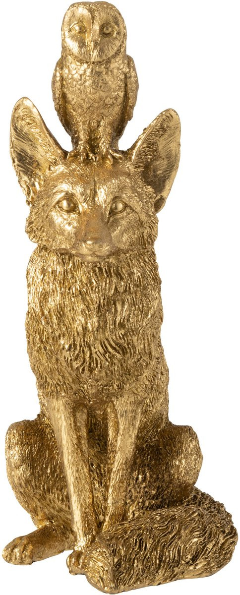 J-Line Decoratieve Figuren Vos en Uil in Goud van Polyresin