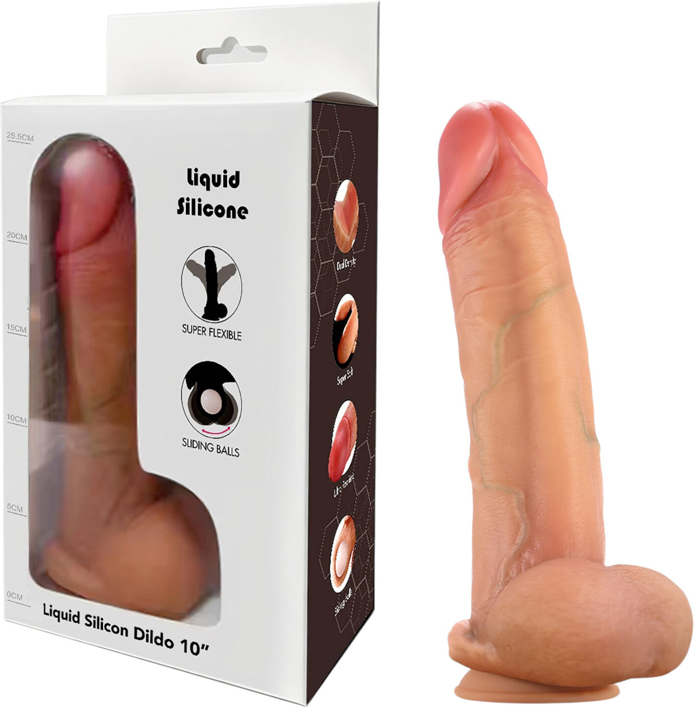 FeelSkin - ultra-realistischer Dildo mit Hoden (natur, 22 cm)