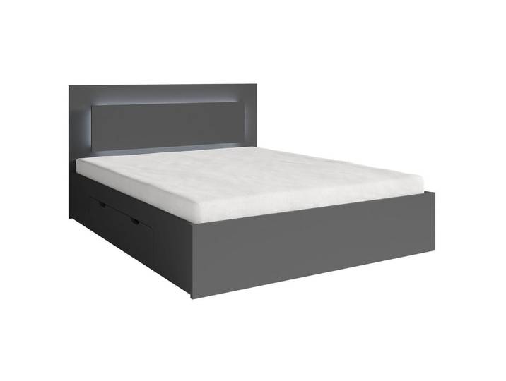 Feldmann-Wohnen Doppelbett Fino graphit 185,6 / 204,4 / 100cm, Graphitfarben, Rechteckig, 180x200 cm, Schlafzimmer, Betten