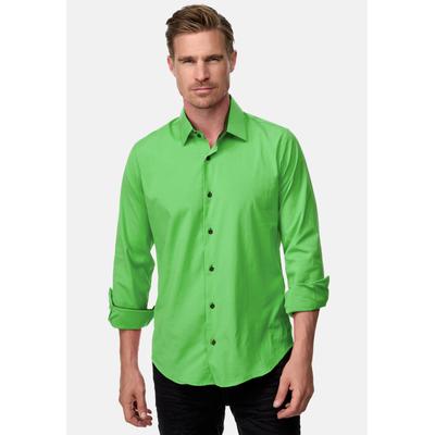 Langarmhemd RUSTY NEAL, Herren, Gr. 6XL, EURO-Größen, grün, 60% Baumwolle, 37% Polyester, 3% Elasthan, unifarben, Hemden, mit trendigem Farbkontrast
