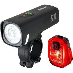 Sigma Fahrradlicht Aura 50, Frontlicht Set, LED, 50 Lux, USB aufladbar