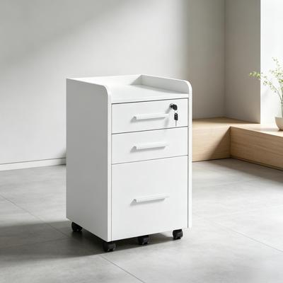 Kodotan sofa Mobile Lockable Filing Cabinet on Wheels, 3 Drawer File Cabinet with Lock and Edged Top