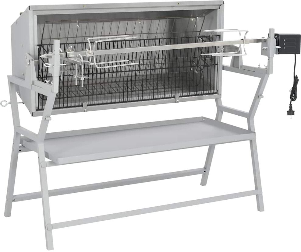 vidaXL Broche à rôtir de barbecue Fer et acier inoxydable