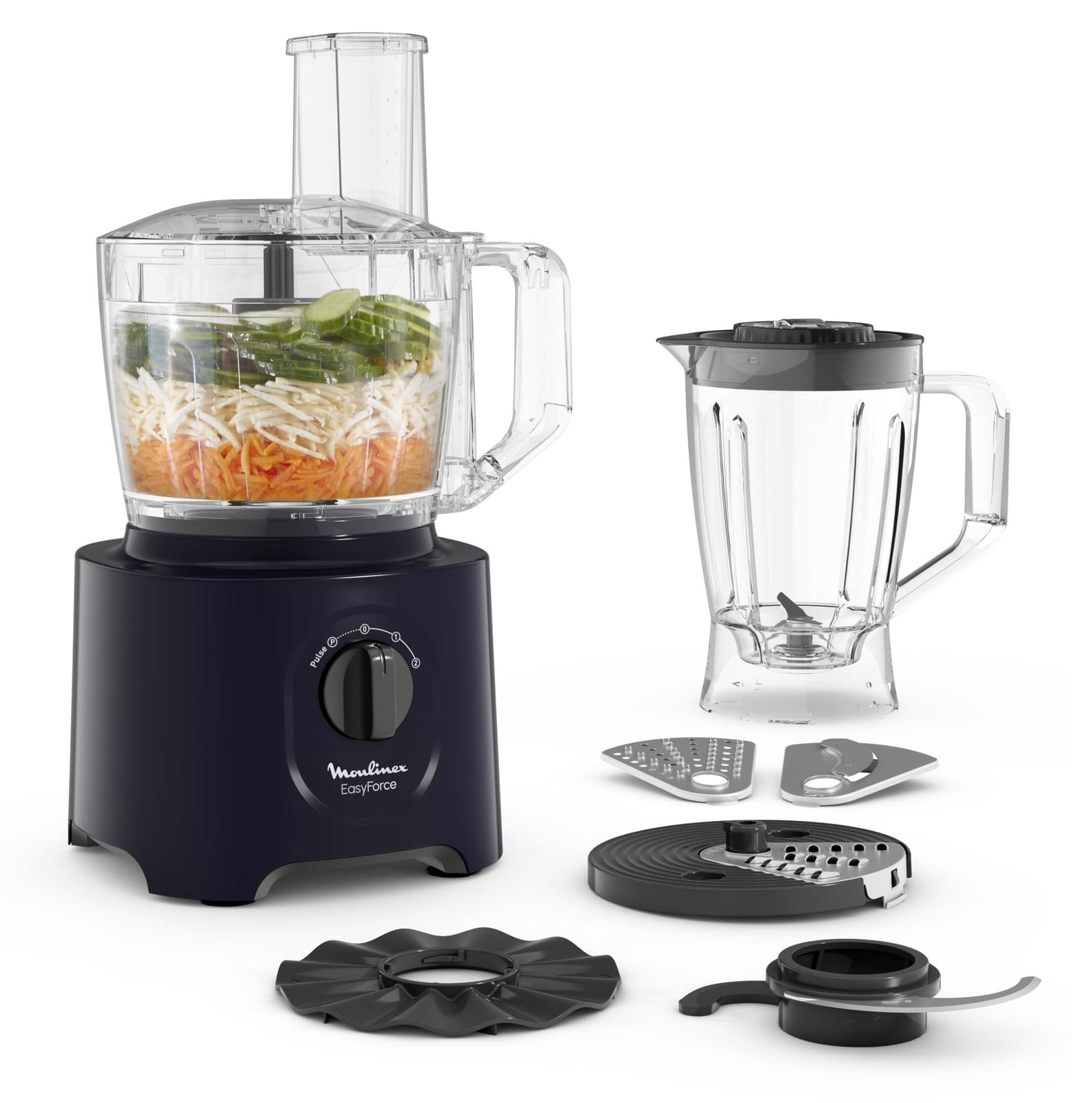 Moulinex Easy Force FP247810 Keukenmachine, 2,4 liter, blauw, 800 watt