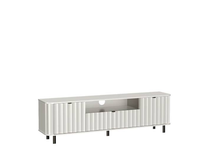 Masseno TV-Schrank MODERNO 196 cm Fernsehschrank mit 3 Türen TV-Lowboard für Wohnzimmer Modern 196x40,5x57 cm Weiß