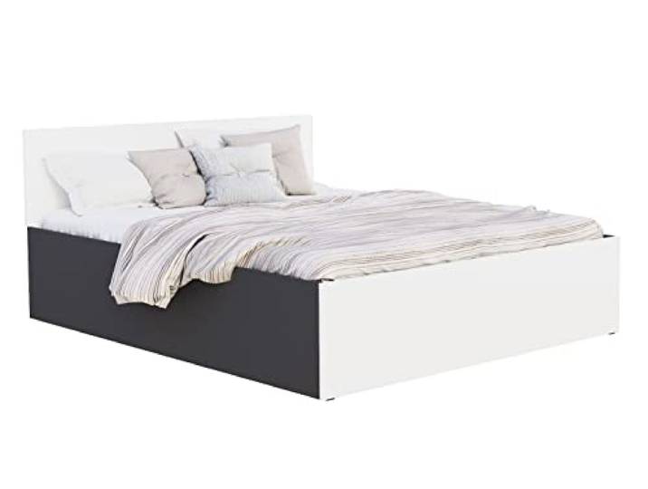 FurnitureByJDM Bett 180x200 mit Stauraum – Doppelbett Stauraum – Doppelbett mit Bettkasten und aufklappbarem Lattenrost – Modernes Stauraumbett mit Liftfunktion (Grau / Weiß)