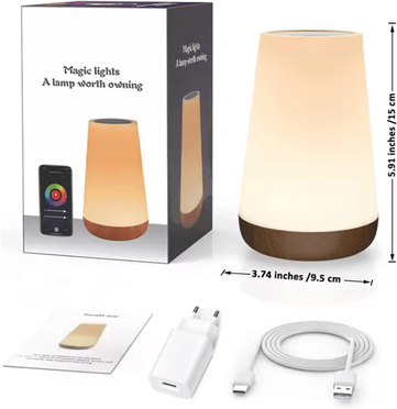 Inspire Curations Tuya WiFi Smart RGB Table Lamp With App & Voice Control For Bedroom & Bedside eu Not Rechargeable