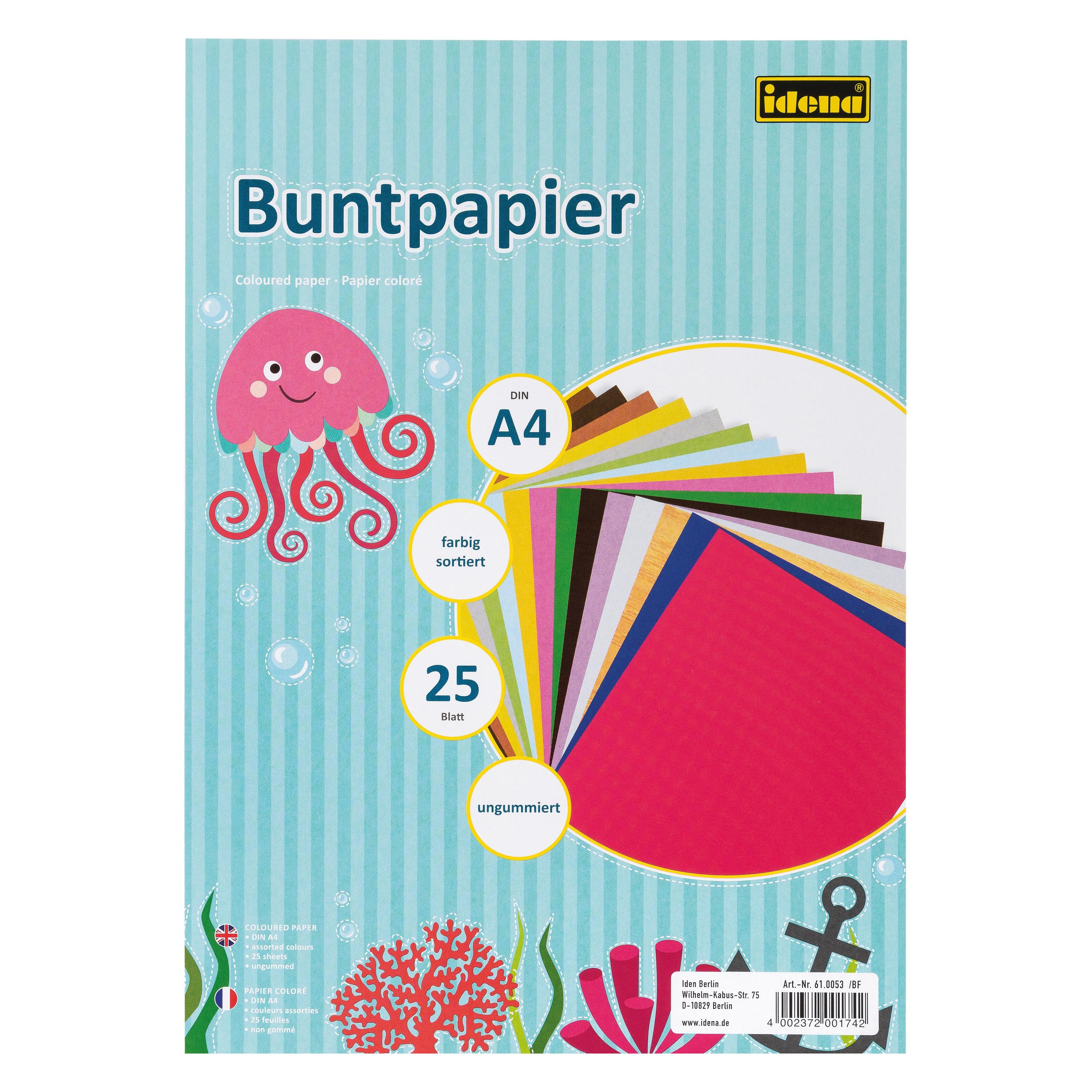 Idena Buntpapier A4 25 Blatt,sort. ungummiert (80 g/m², 25x) (22663339)