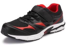 Wide Width Men's No-Tie Sneakers by KingSize in Jet Black Blaze Red (Size 11 1/2 W)