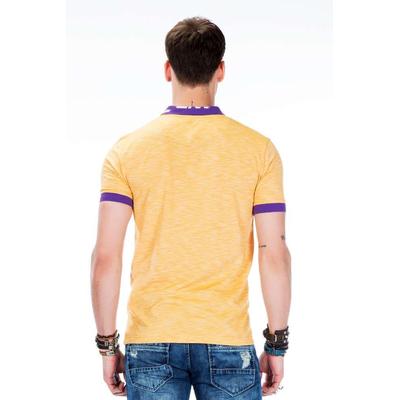 T-Shirt CIPO & BAXX "T-Shirts", Herren, Gr. L, gelb, 50% Baumwolle, 50% Polyester, meliert, slim fit, Rundhals, Rippbündchen, Shirts T-Shirt, mit melierter Optik, CT-416