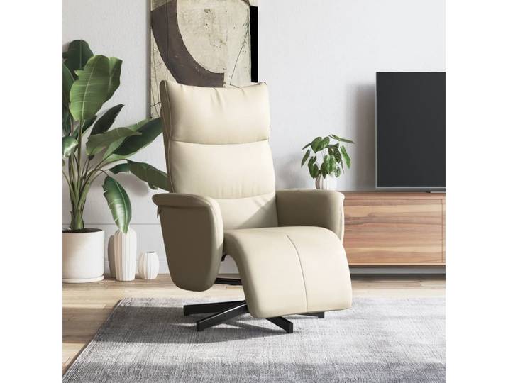 vidaXL Sessel vidaXL Relaxsessel mit Fußteil Creme Kunstleder