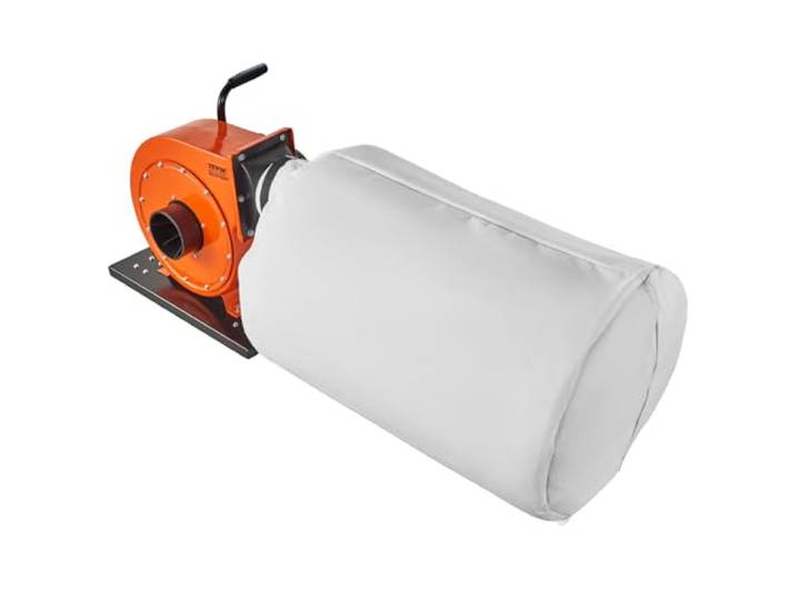 VEVOR Collecteur de poussière\, débit d'air 1HP 460 CFM\, sac de collecte de poussière 80 L\, filtration de sac 2\,5 μm\, conteneur de poussière de bois mobile d'atelier industriel avec poignée et roues