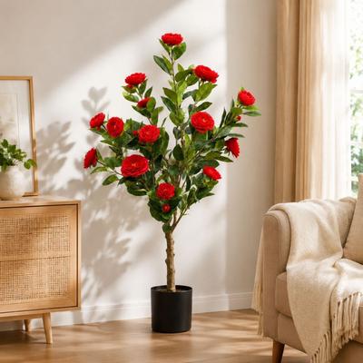 YVANLA Artificial Plant Fake Camellia Tree Potted