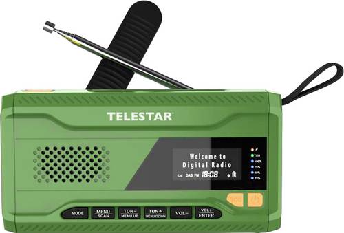 Telestar TOP NR 5 Notfallradio DAB, FM Bluetooth, Notfallradio, DAB Taschenlampe, Akku-Ladefunktion Grün, Schwarz