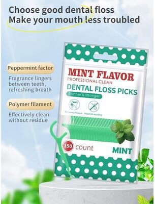 Uplift Essentials Mint Portable Disposable Dental Floss Sticks 150pcs
