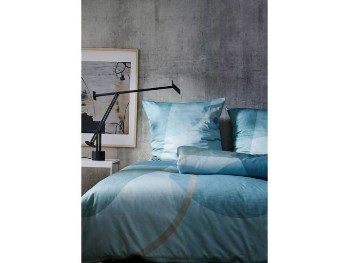Housse de couette Mako Satin Graphics 135 x 200 cm + oreiller 80 x 80 cm Bleu