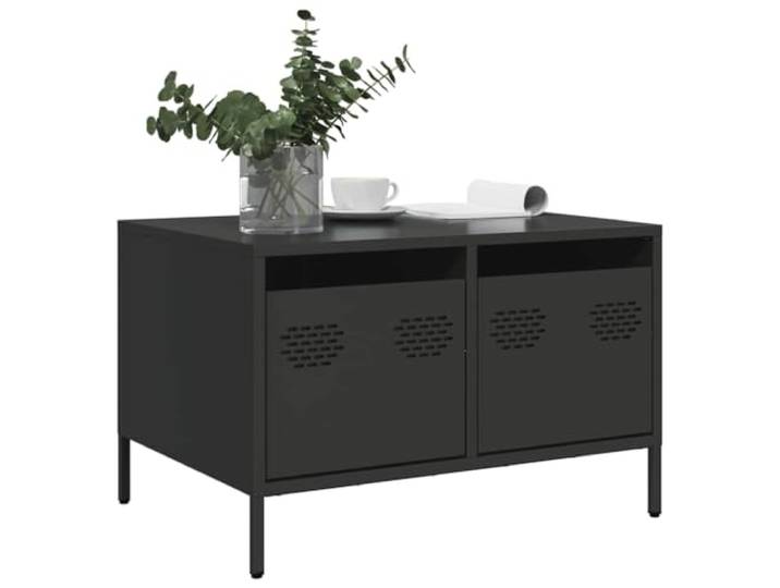 HEFZGDB TV-Schrank Schwarz 68x50x43,5 cm Kaltgewalzter Stahl mit 2 Schubladen Industrie-Stil Möbel Stauraum