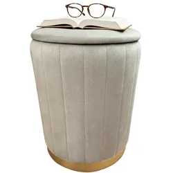 Relaxdays Hocker aus Samt mit Stauraum Gold,Grau
