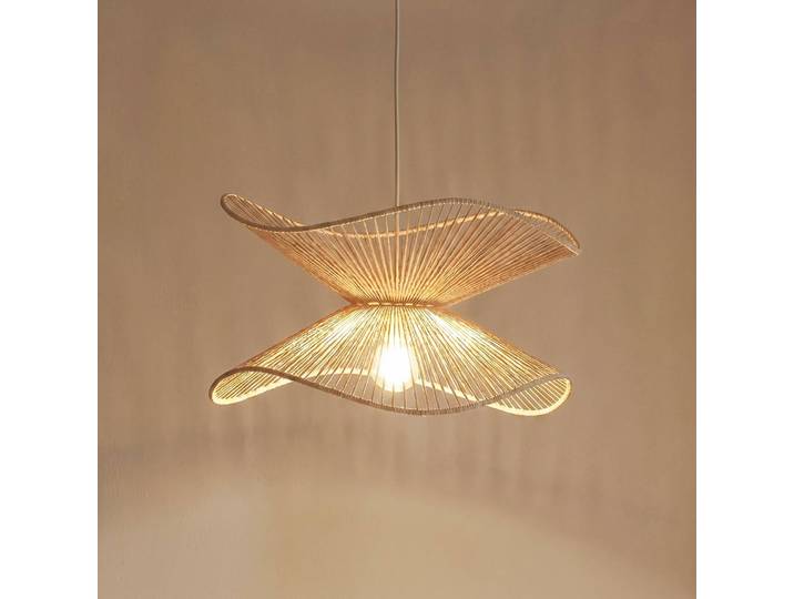 Hängelampe Valdorin Lindby, dimmbar, creme / amber, für Schlafzimmer, Papier / Lunolit / Lunopal, Modern, Pendelleuchte
