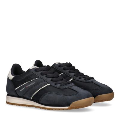 Sneaker TOMMY HILFIGER, Herren, Gr. 36, Textil, blau weiß, Lederimitat, Textil, Schuhe Sneaker, Low Profile Sneaker, Retro Schnürschuh mit Logoverzierung