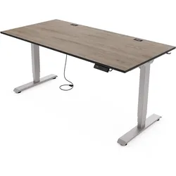 Yaasa Desk Essential, 140x80 cm, Eiche dunkel/Grau - Höhenverstellbarer Schreibtisch