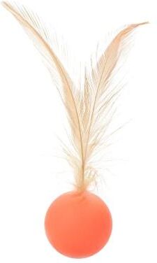 Inspire Select Interactive Feather Bounce Ball Pet Toy Elastic Hunting Ball For Cats & Dogs With Feather Teaser orange