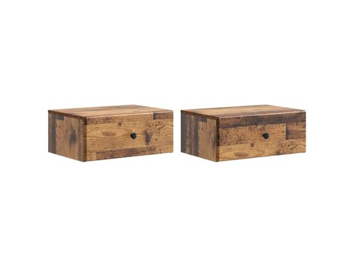 LMTYOENFG Hängende Nachttische 2er Set Holzwerkstoff Altholz 49x34,5x20cm Wandhängende Beistellkonsole fürs Schlafzimmer spart Bodenfläche und schafft diskrete Ablage neben dem Bett.