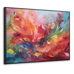 LEINWAND Bilder mit Rahmen - Ölgemälde - Kunst - Abstrakt - Farbenfroh - 70x50
