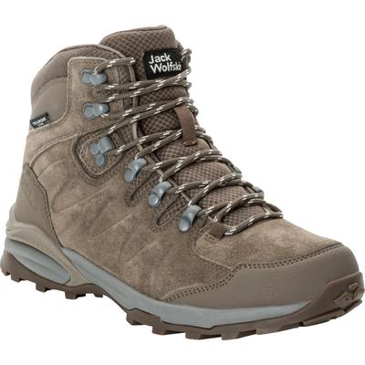 Wanderschuh JACK WOLFSKIN "REFUGIO TEXAPORE MID W", Damen, Gr. 39, atmungsaktiv, braun (chestnut), Leder, Synthetik, Schuhe Wanderschuh, wasserdicht, Trekkingschuh