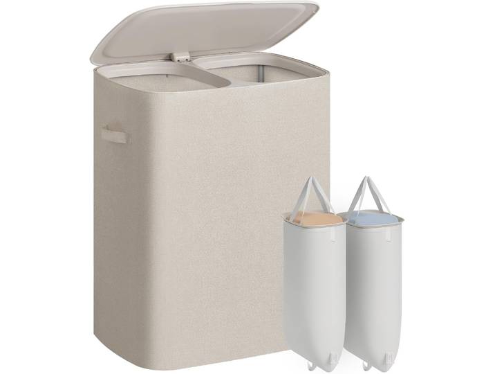 Wäschekorb 160 l 2 Fächer faltbar Cappuccino