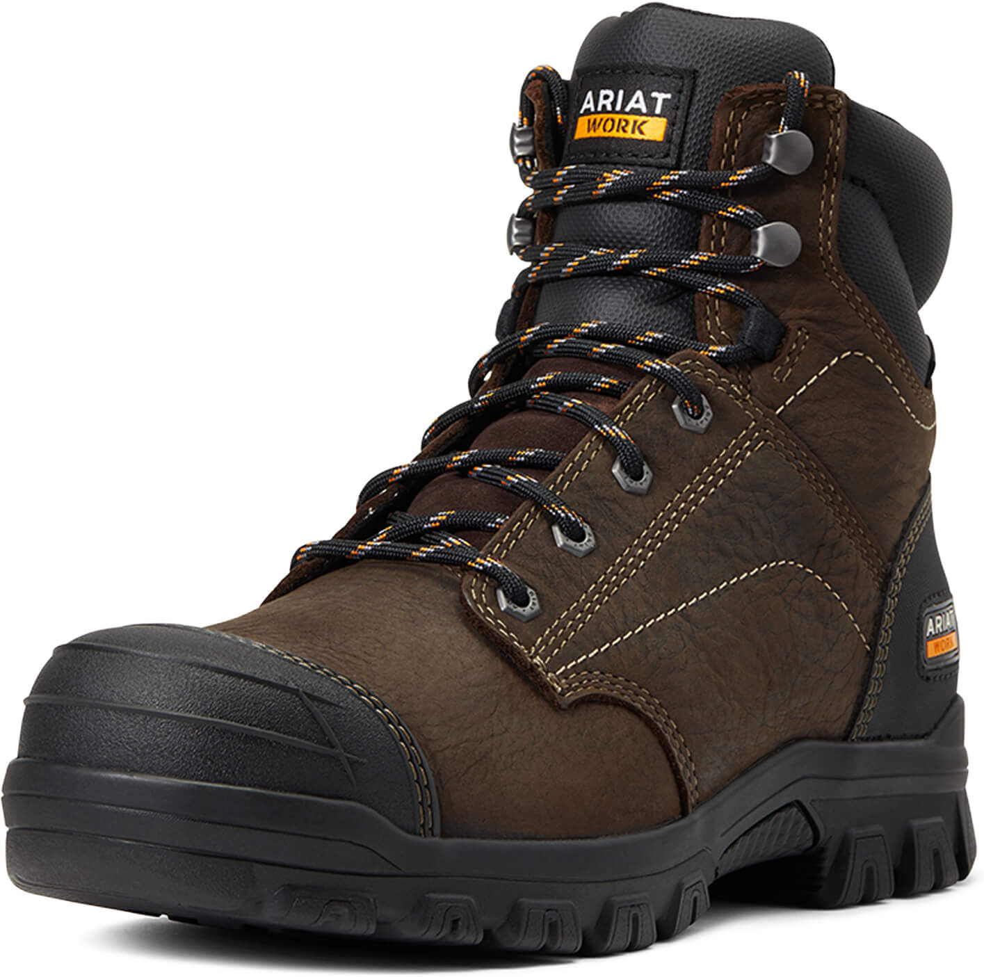 Women's Treadfast 6 Waterproof Steel Toe Work Boots in Dark Brown C / Wide by Ariat