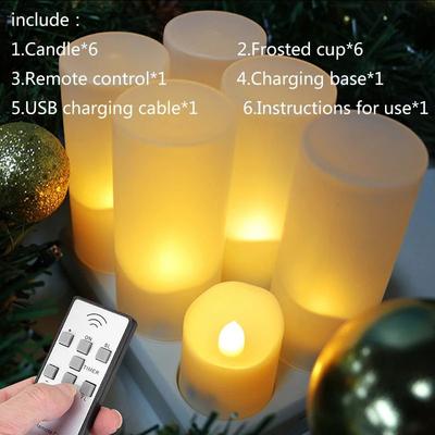 Uplift Treasures USB Rechargeable LED Flameless Candles With Remote And Timer 6 With Base Luxury