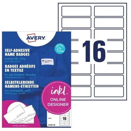 AVERY Zweckform 320 Namensetiketten L4783-20 weiß 88,9 x 31,0 mm