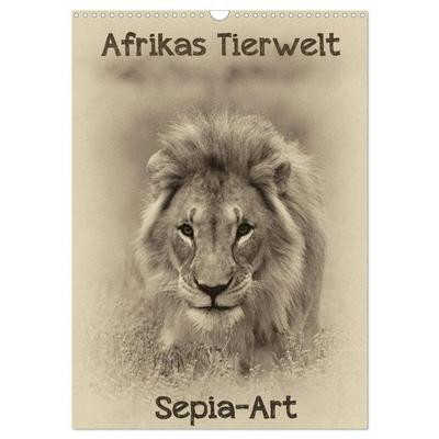 Afrikas Tierwelt - Sepia-Art (Wandkalender 2026 DIN A3 hoch), CALVENDO Monatskalender