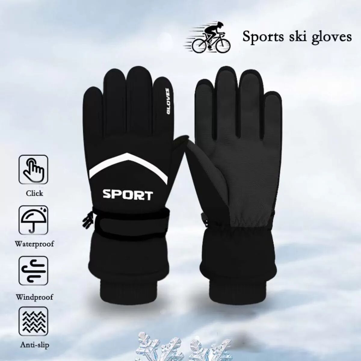 INF Ski Handschuhe für Erwachsene - Wasserdicht, Winddicht, Touchscreen Winterhandschuhe für Radfahren und Outdoor-Sport Schwarz