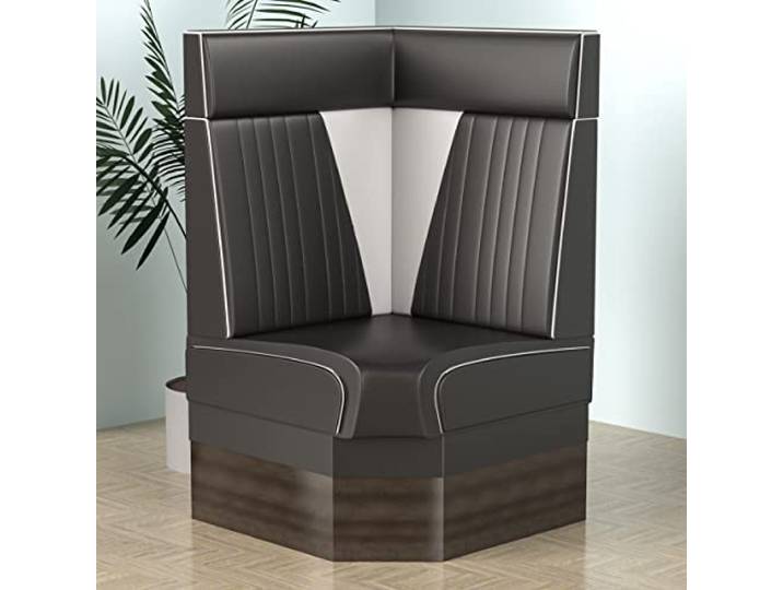 GGMMÖBEL Diner Vegas 2 Diner Eckbank B:H 64 x 123 cm V-Steppung Schwarz Leder American Diner Möbel, American Dinerbank