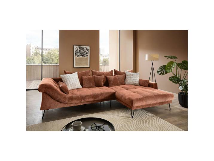 Livetastic Ecksofa Garda, Rost, Metall, Uni, 4-Sitzer, Füllung: Schaumstoff,Schaumstoff,Schaumstoff,Schaumstoff, Ottomane rechts, L-Form, 310x192 cm, Rücken echt, Wohnzimmer, Sofas & Couches, Wohnlandschaften, Ecksofas
