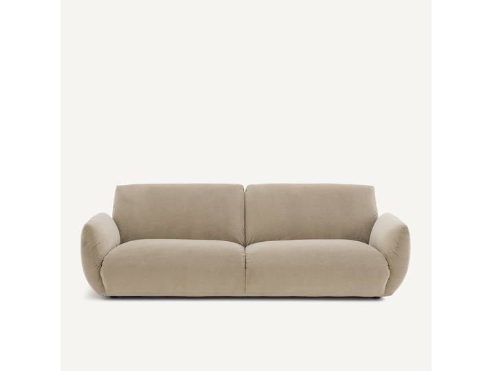 AM.PM Canapé en velours stonewashed, SPOGANO 4 Places Gris Shiitaké