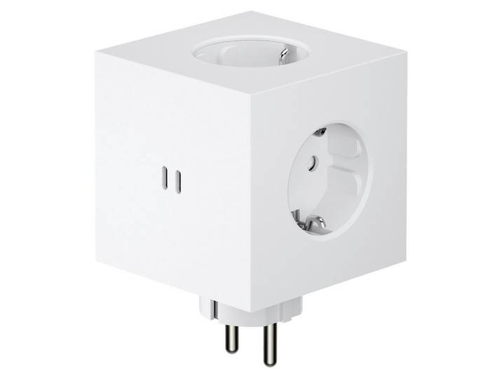 Avolt Steckdosenwürfel Square 2 - Martinelli Luce, Weiß, Kunststoff, 7.6x7.6x11.3 cm, ohne Kabel, Elektrogeräte, Elektronik-Zubehör, Steckdosen & Stecker