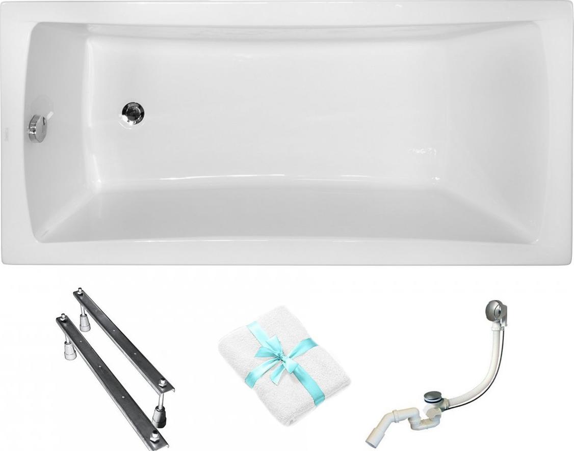 Aqua For You | Besco Badewanne - 170 x 70 Cm - Antibakterielle Beschichtung - Mit Siphon Und Füßen - Rechteckige Badewanne