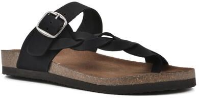Women's Crawford Footbed Sandal by White Mountain in Black Leather (Size 7 M)
